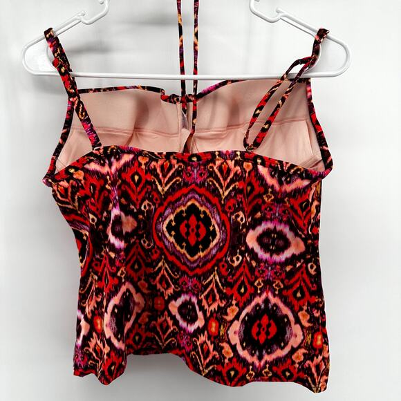 Victoria's Secret Tankini Swim Top Halter Fitted Printed Underwired Red 36D - Picture 4 of 4